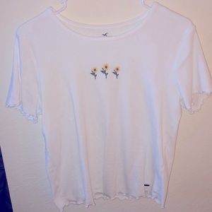 Hollister white flower t shirt